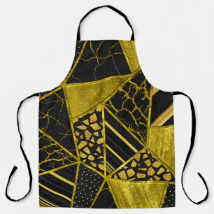 Gold Black Triangle Texture Illusion Apron
