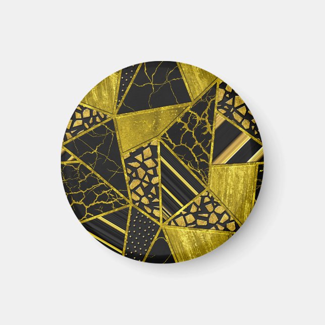 Gold Black Triangle Texture Illusion Magnet (Front)