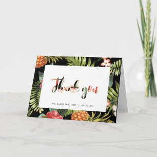 Gold & Black Tropical Wedding Thank you card
