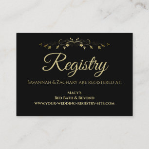 Gold & Black Vintage Border Wedding Registry Enclosure Card