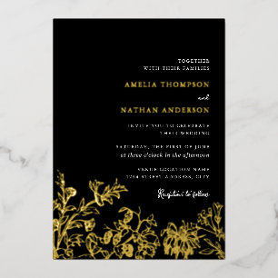 Gold Black Vintage Floral Elegant Wedding