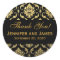 Gold Black Wedding Damask Thank You Label