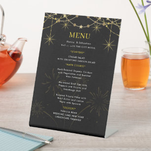 Gold Black Wedding Menu Pedestal Sign