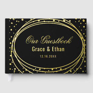 Gold Black Wedding Real Gold Foil Guest Book