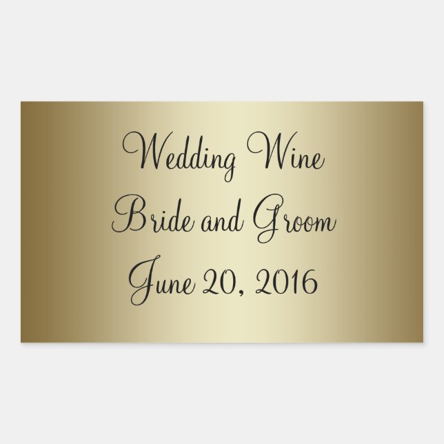 Gold Black Wedding Wine Label Sticker (Front)