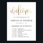 Gold black welcome order of events wedding sign<br><div class="desc">This is a beautiful portrait poster welcome order of events wedding sign featuring script text in gold</div>