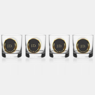 Gold & Black Whiskey Glass