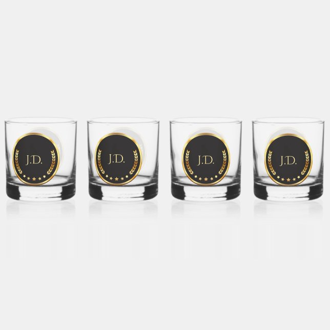Gold & Black  Whiskey Glass (Back)