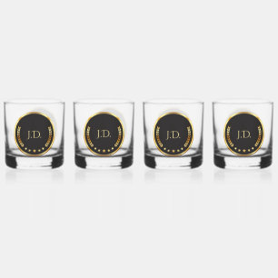 Gold & Black Whiskey Glass