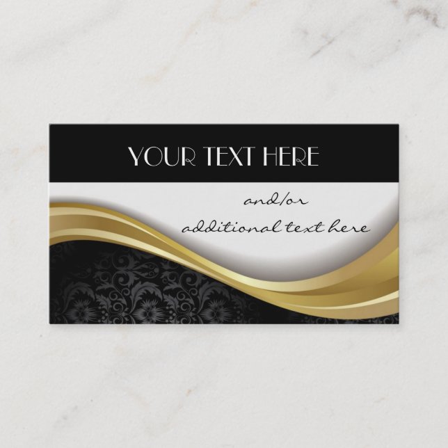 Gold, Black & White Business Card (Front)