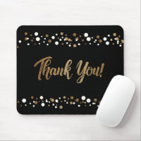 Gold black white confetti Thank you script