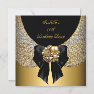 Gold Black White Elegant Birthday Party Invitation