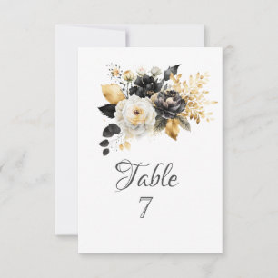 Gold Black White Flowers Invitation