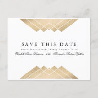 Gold Black & White Geometric Gatsby Save The Date
