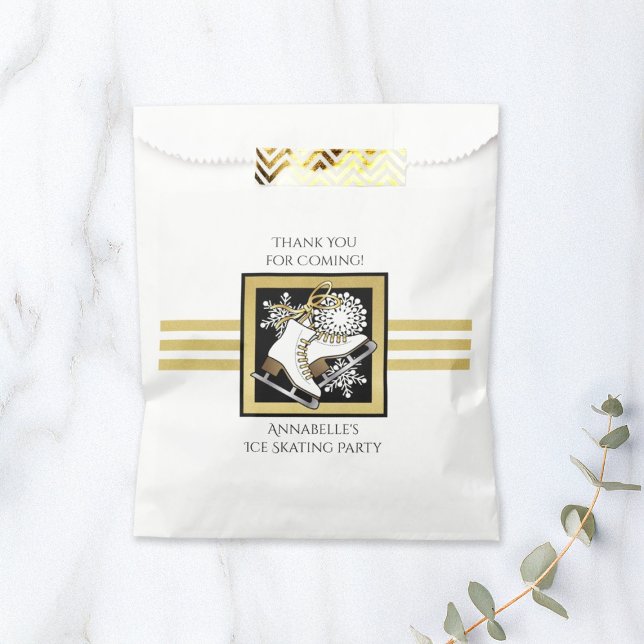 Gold Black White Ice Skating Party Thank You Favour Bags (Creator Uploaded)