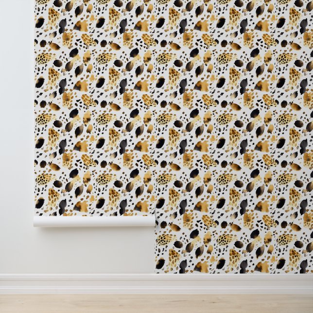 Gold Black White Leopard Cat Abstract Wallpaper (Application)