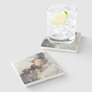 Gold Black White Marble Pretty Stone Coaster