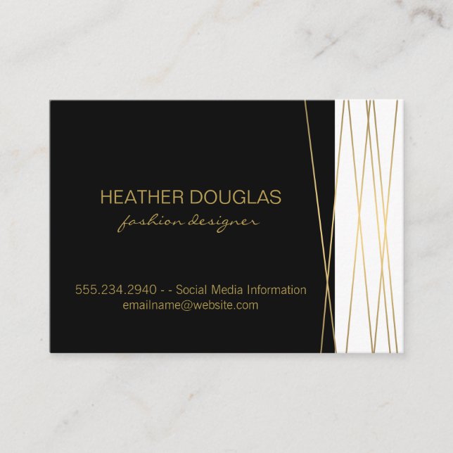 Gold Black/White Modern Business Card (Front)