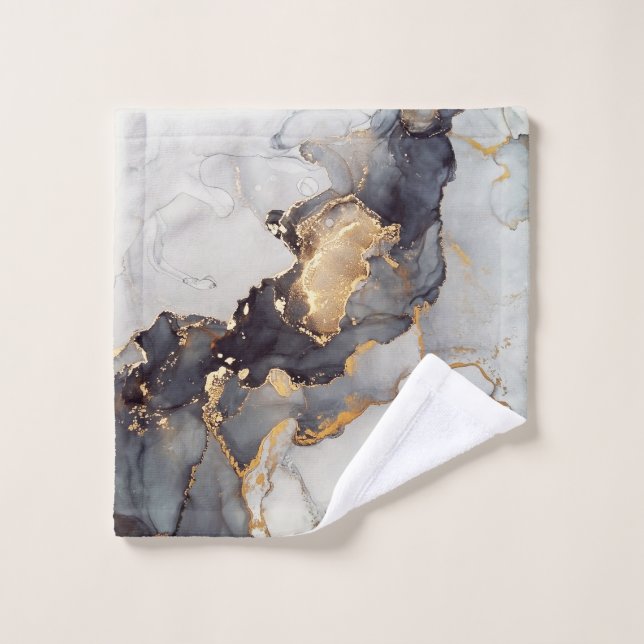 Gold Black White Pretty Marble Wash Cloth (Wash Cloth)