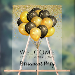 Gold Black White Retirement Party Acrylic Sign