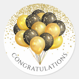 Gold Black White Retirement Party Classic Round Sticker