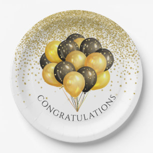Gold Black White Retirement Party  Paper Plate