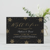 Gold & Black Winter Rehearsal Dinner Party Invitat