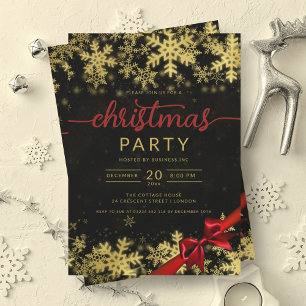 Gold Black Winter Wonder Company Christmas  Invitation