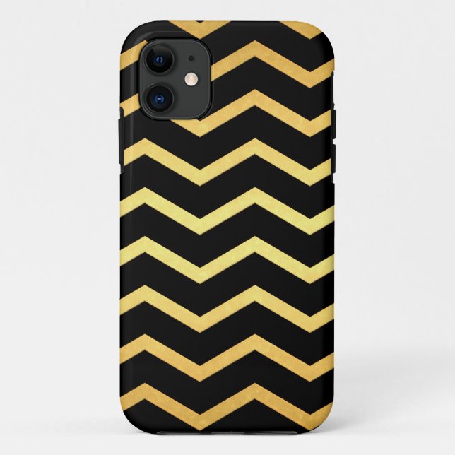 Gold & Black Zig Zag Pattern Case-Mate iPhone Case (Back)