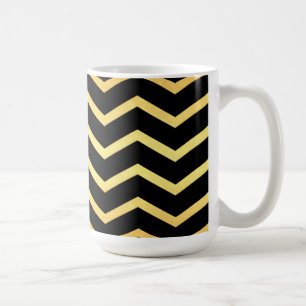 Gold & Black Zig Zag Pattern Coffee Mug