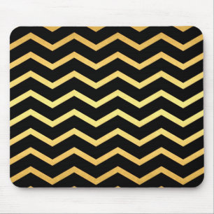 Gold & Black Zig Zag Pattern Mouse Pad