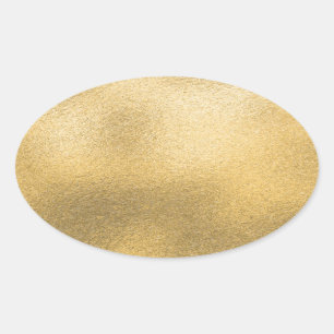 Gold Blank Template Faux Textured Foil Oval Sticker