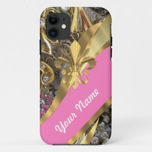 Gold bling fleur de lys iPhone 11 case