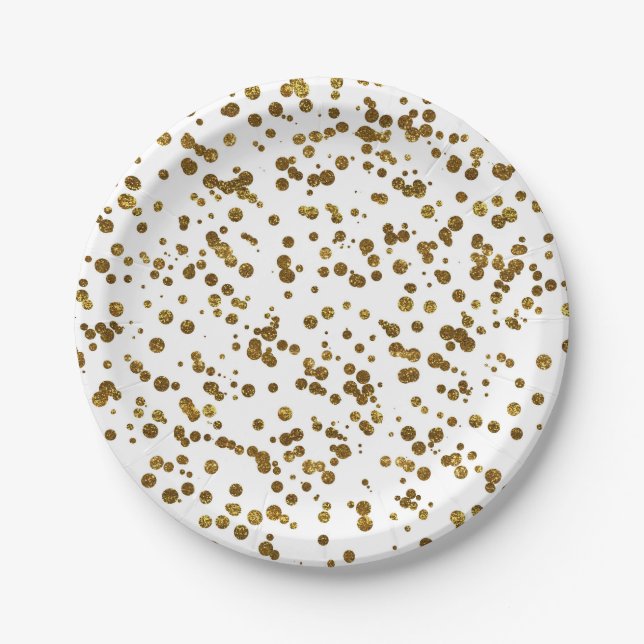 Gold Bling Glitter Confetti Paper Plate (Front)