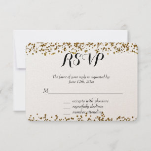 Gold Bling Glitter Confetti RSVP Card