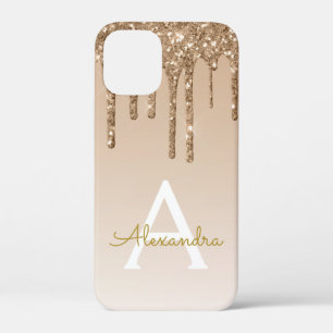 Gold Bling Luxury Sparkle Glitter Monogram iPhone 12 Mini Case