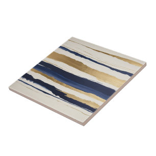 gold blue and beige abstract stripes tile