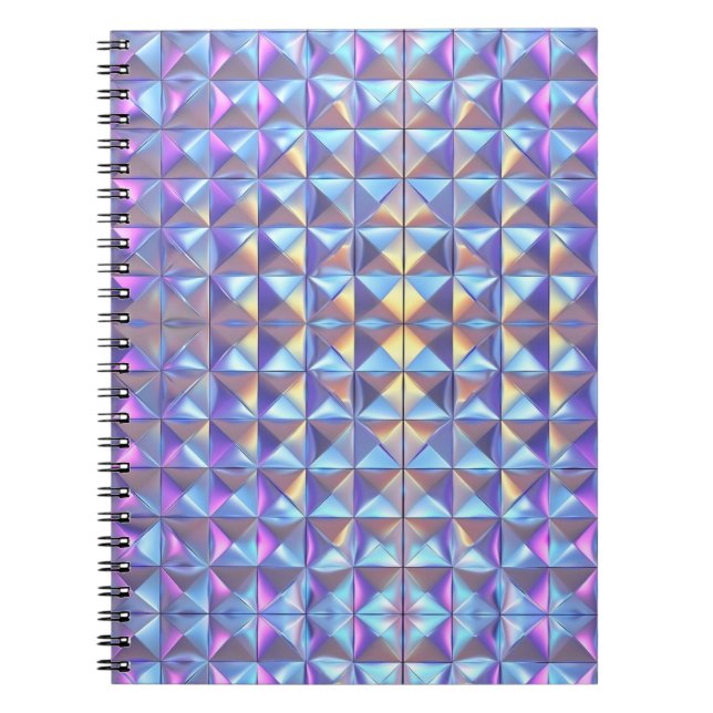 Gold, Blue and Purple Iridescent Geometric 2 Notebook (Front)