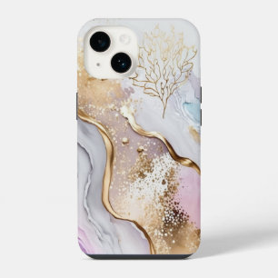 Gold Blue and Purple Marble iPhone 14 Case