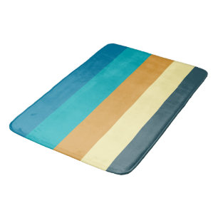 Gold. blue and turquoise stripes bath mat