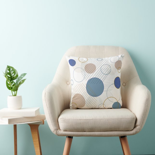 Gold Blue and white abstract Throw Pillow (Chair)