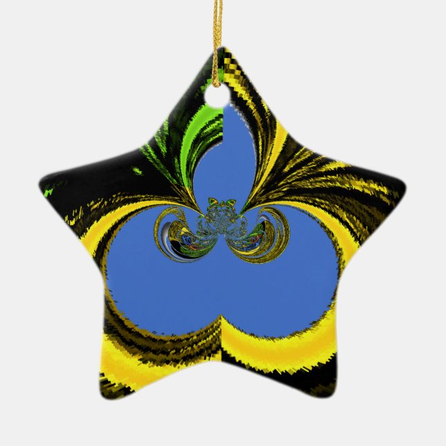 Gold Blue Ceramic Tree Decoration (Front)