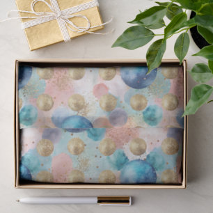Gold & Blue Circle Pattern with Glitter Accents Tissue Paper