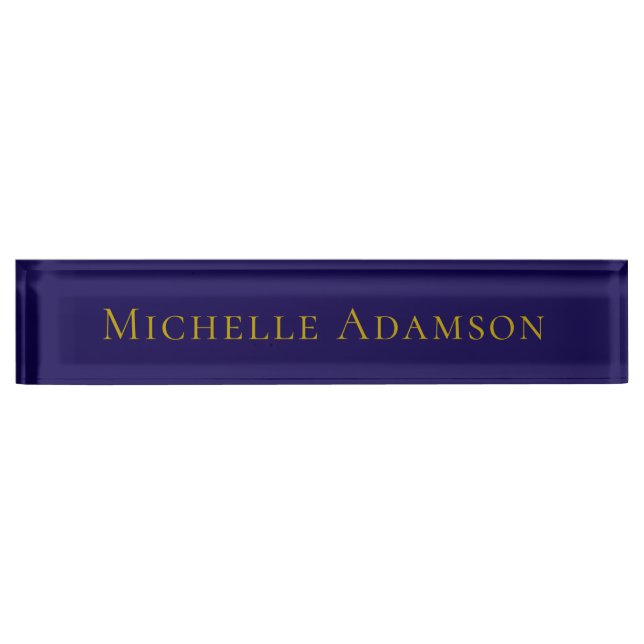 Gold & Blue Color Professional Plain Modern Nameplate (Front)