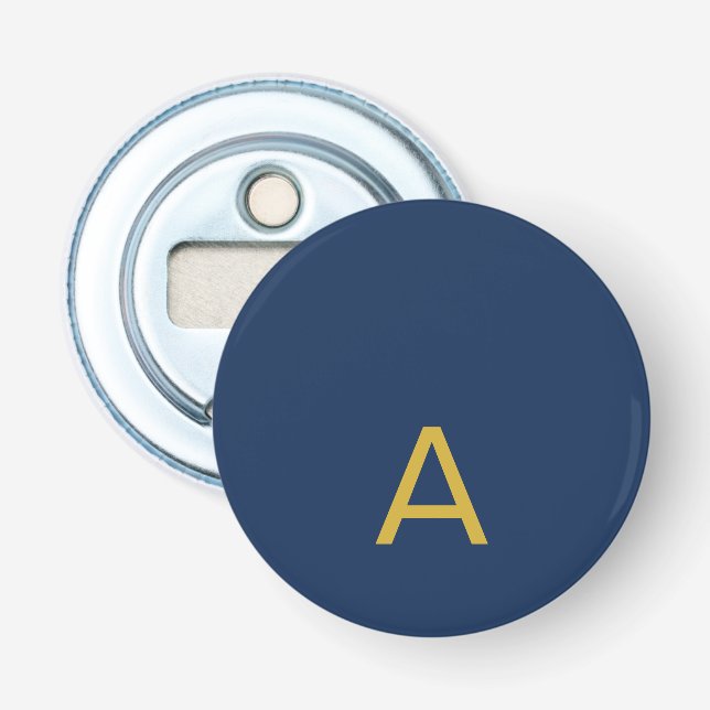 Gold & Blue Colour Monogram Professional Initial  Bottle Opener (Front)