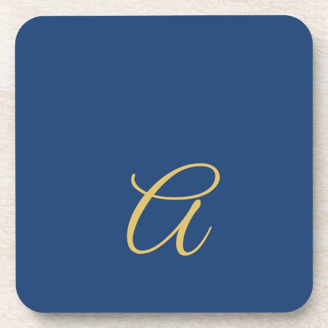 Gold & Blue Colour Monogram Professional Initial  Coaster (Front)