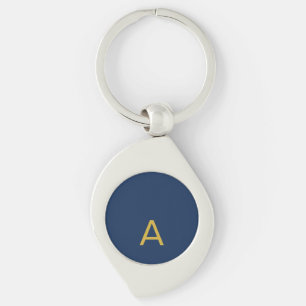 Gold & Blue Colour Monogram Professional Initial Key Ring