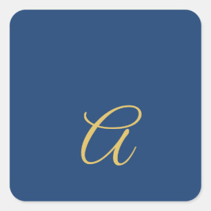 Gold & Blue Colour Monogram Professional Initial  Square Sticker