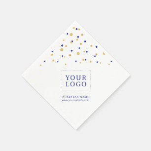 Gold Blue Confetti Custom Business Promotion Logo Napkin