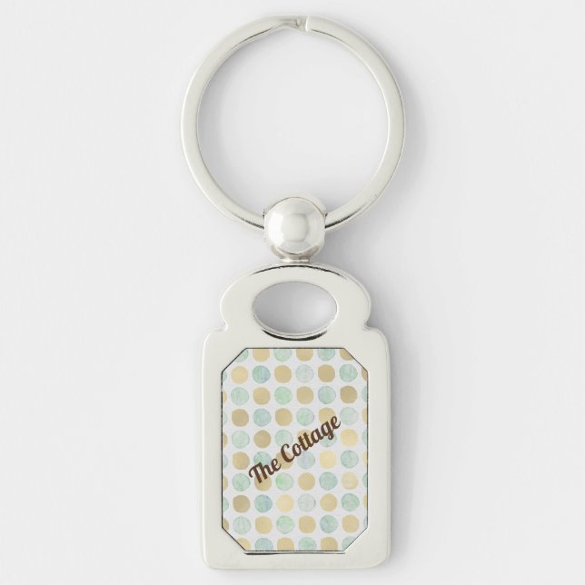 Gold & Blue Dots - Vacation Rental - Beach House - Key Ring (Front)